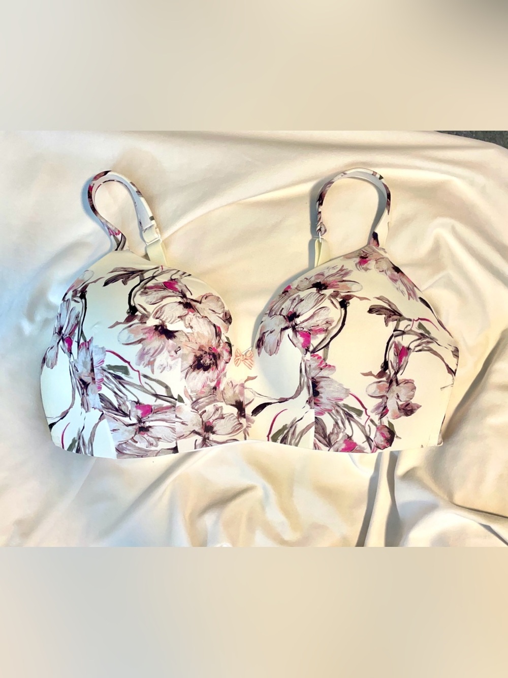 *EUC* CACIQUE Lightly Lined T-Shirt Bra -Wireless- Floral - Womens Size 42DD